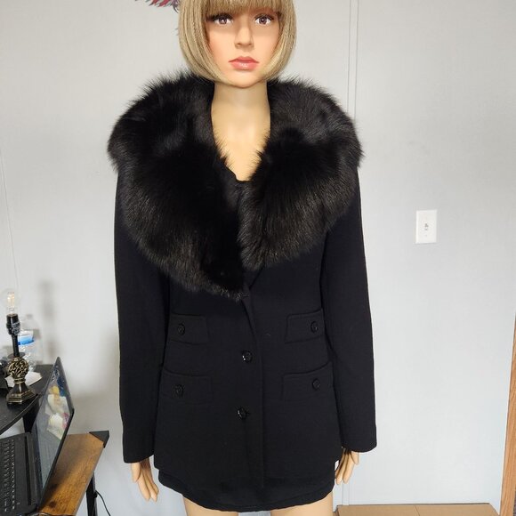 #714 Polyester blazer/jacket, fox fur - Picture 1 of 5